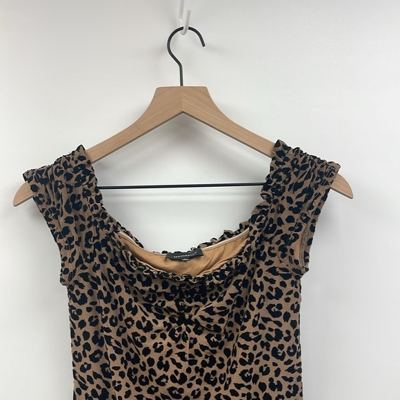 Majorelle Velvet Leopard Ruched Cap Sleeve Bodycon Mini Dress Animal Print Small - Picture 3 of 9